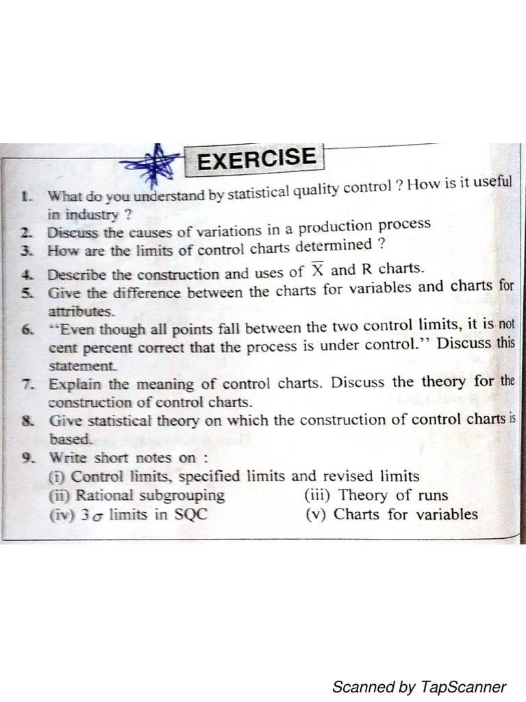 Ch.2 Statistical Quality Control (Questions) | PDF