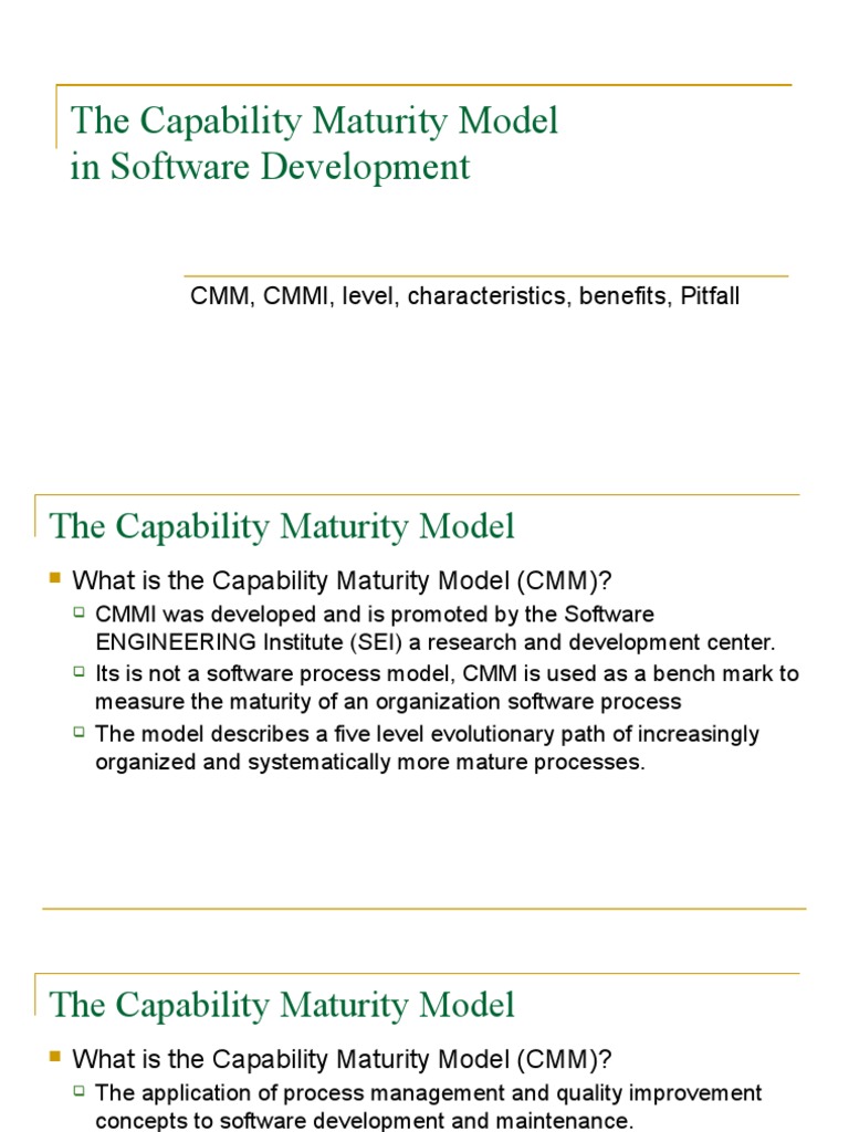 Lecture 07 - CMMI - Level of Cmmi | PDF | Cost–Benefit Analysis ...