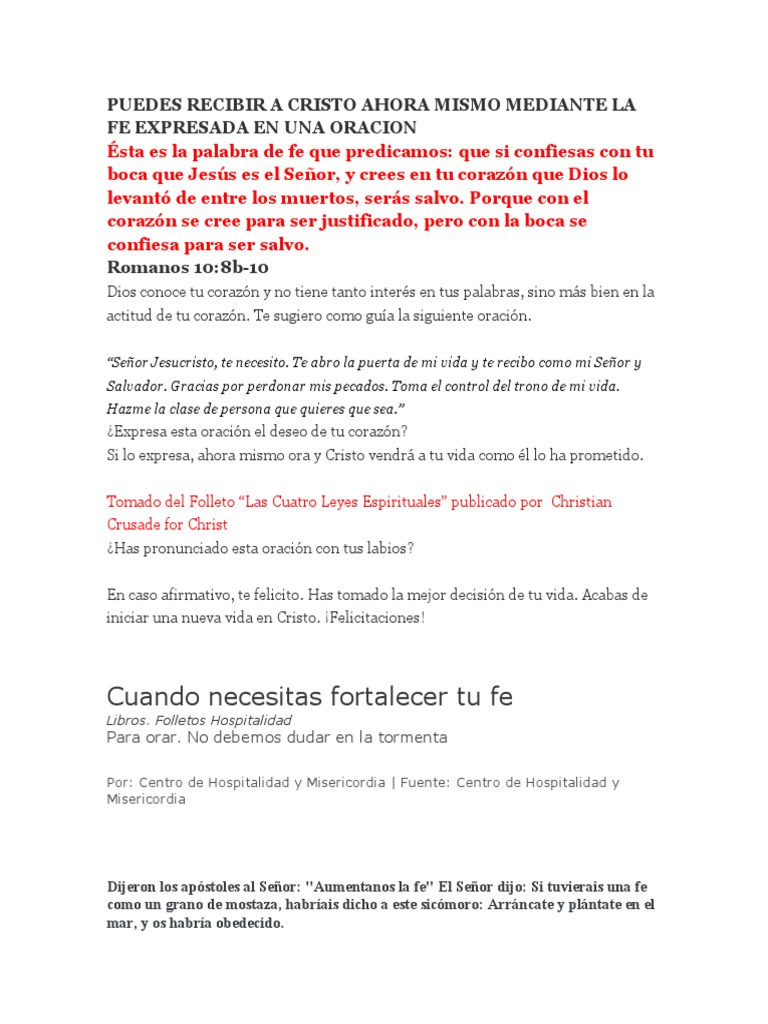 Oraciones para Fortalecer la Fe | PDF | Oración | Salvación