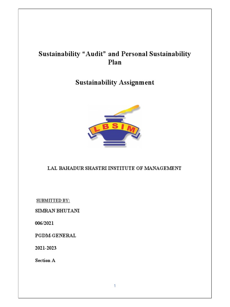 Simran Bhutani's Sustainability Audit Plan | PDF | Recycling ...