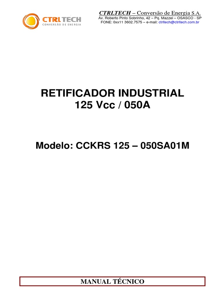 Ctrltech - CCKRS 125-050SA1M Manual Retificador CTRL Tech | PDF | Tinta ...