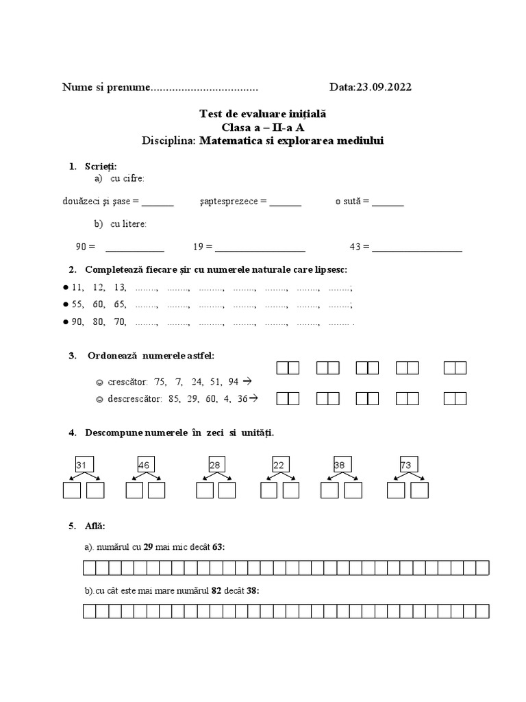 Test de Evaluare Initiala Ok Mada Mem | PDF