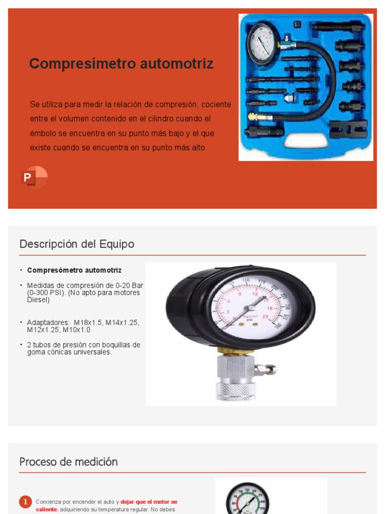 Guía del Compresímetro Automotriz | PDF | Microsoft PowerPoint | Presión