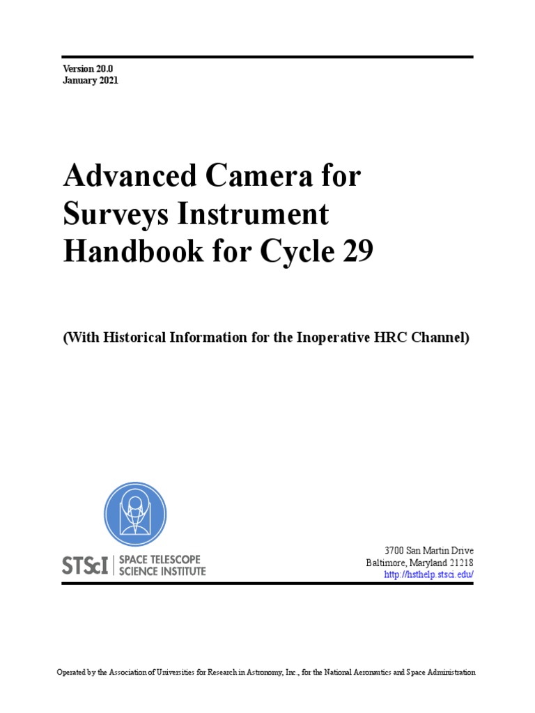 ACS Instrument Handbook PDF Charge Coupled Device Hubble Space Telescope