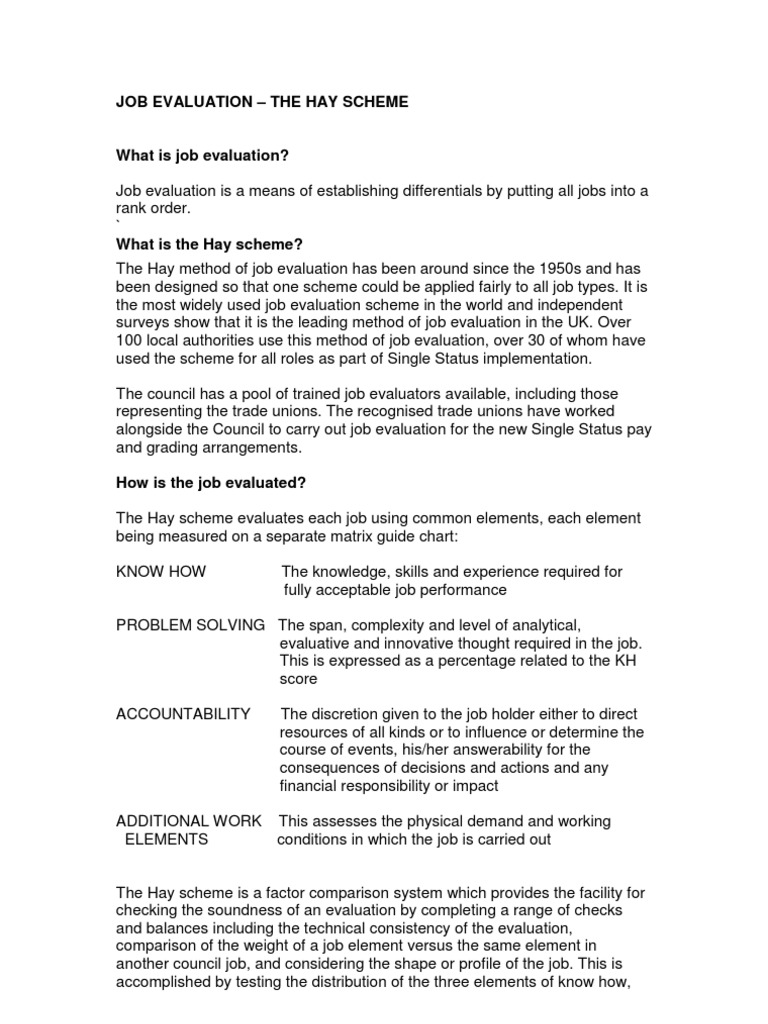 Hay Job Evaluation Method Explained | PDF | Evaluation | Employment