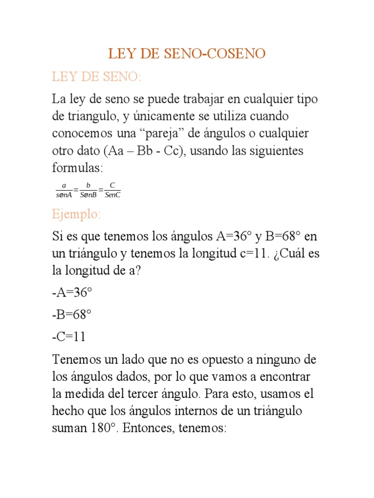 Ley de Seno Coseno PDF