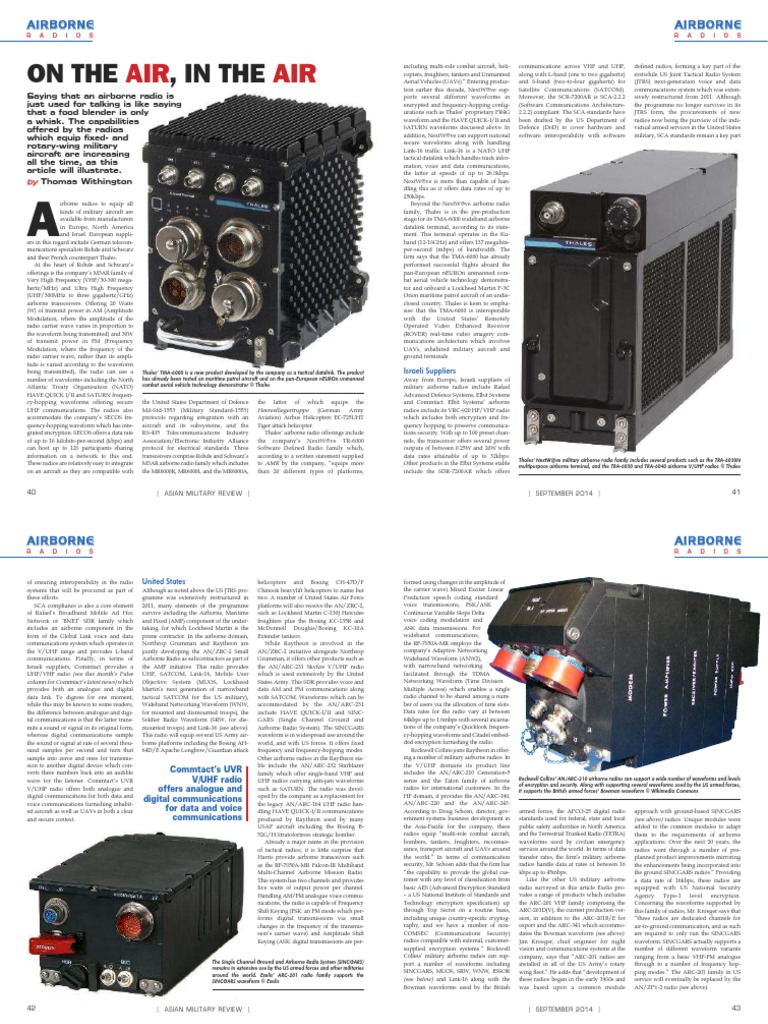 Military Airborne Radios September 2014 | PDF | Radio | Information And