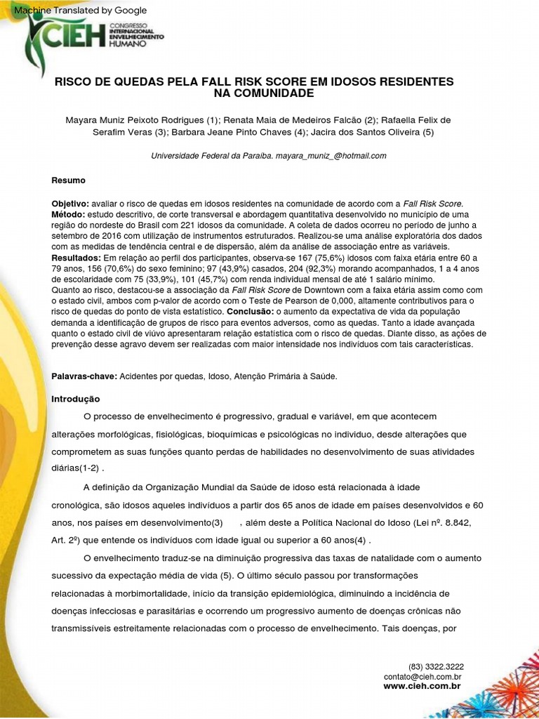 Avalia o do risco de quedas em idosos residentes na comunidade
