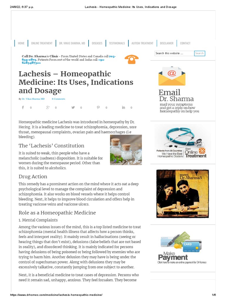 Lachesis Homeopathic Medicine Its Uses, Indications and Dosage