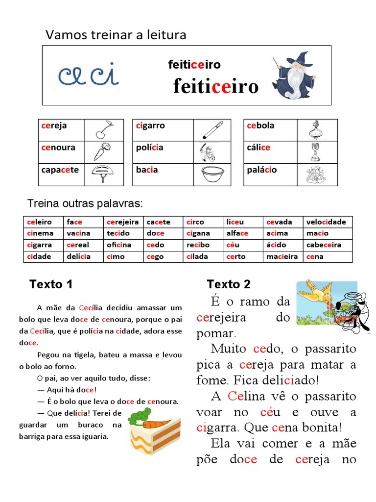 Treinando Leitura com Palavras CE e CI | PDF