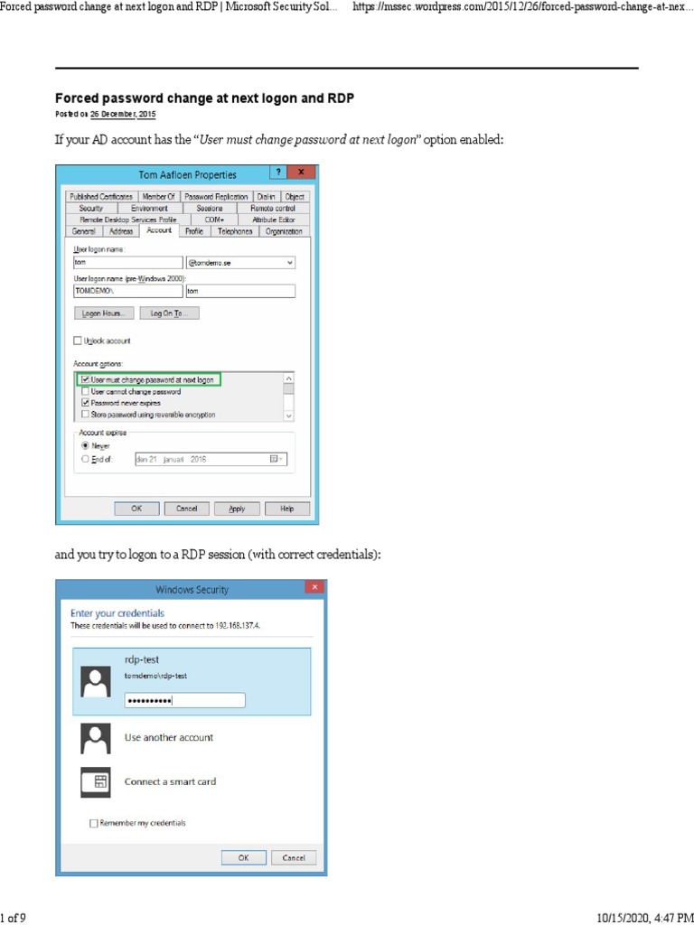 Expired Password Remote Desktop PDF Login Remote Desktop Services