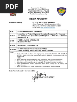 Media Advisory (SCPPO)
