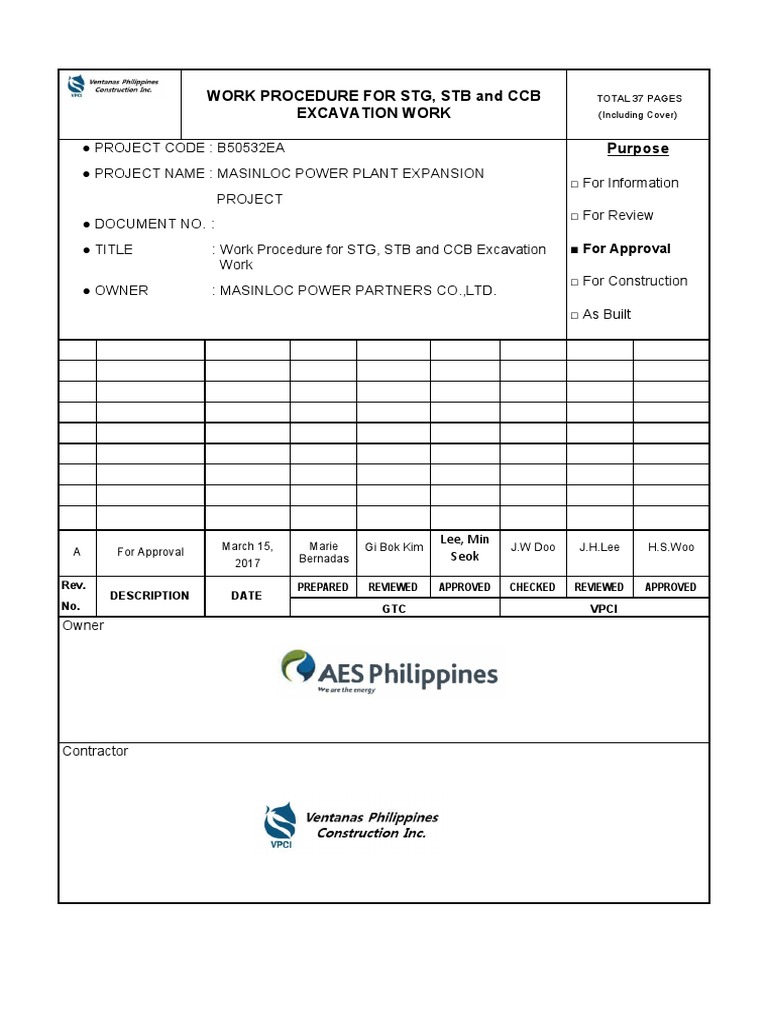 Excavation Work Procedure for Masinloc | PDF | Risk Assessment