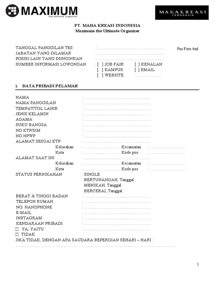 Form data diri interview pdf