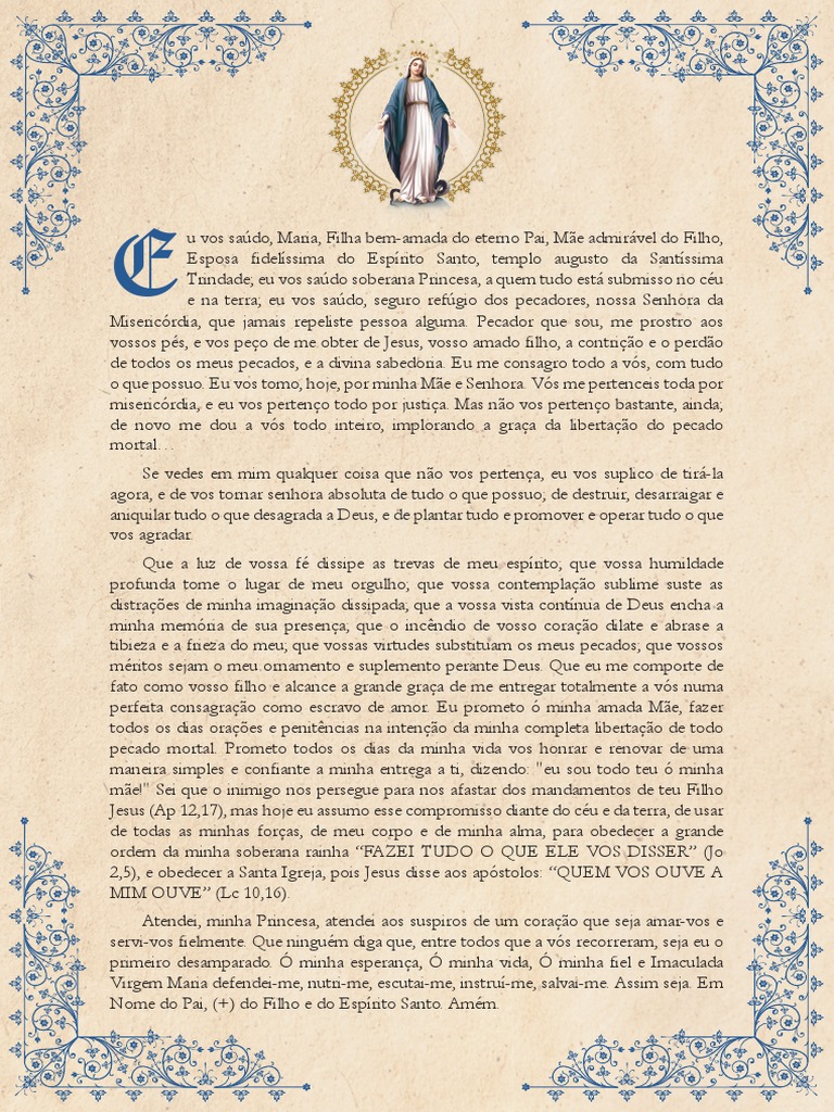 Ato de Consagração a Nossa Senhora | PDF | Pecado | Maria, mãe de Jesus