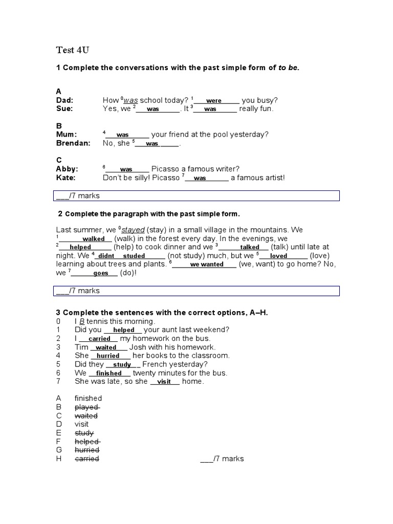 PAST SIMPLE ENGLISH 4U visual data 3