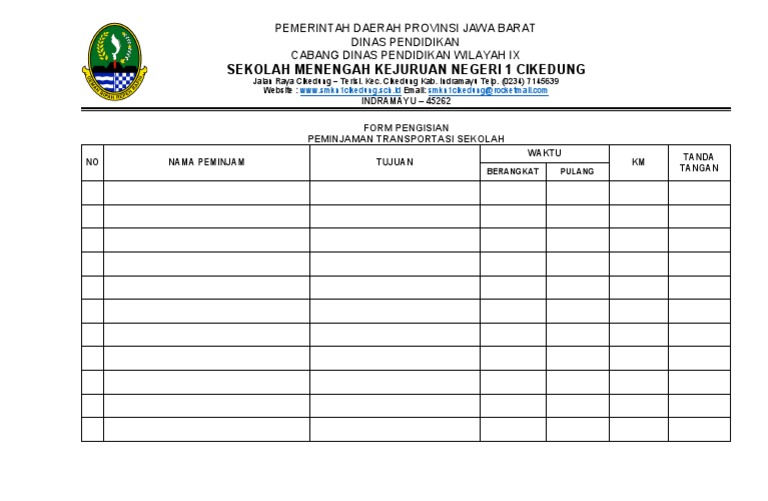 Form Peminjaman Mobil Sekolah | PDF