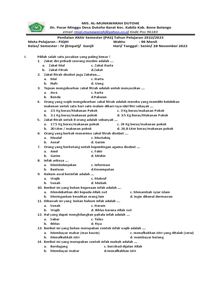 Mengasah Pemahaman Mendalam: Soal HOTS Fikih Kelas 4 Materi Infak dan Sedekah