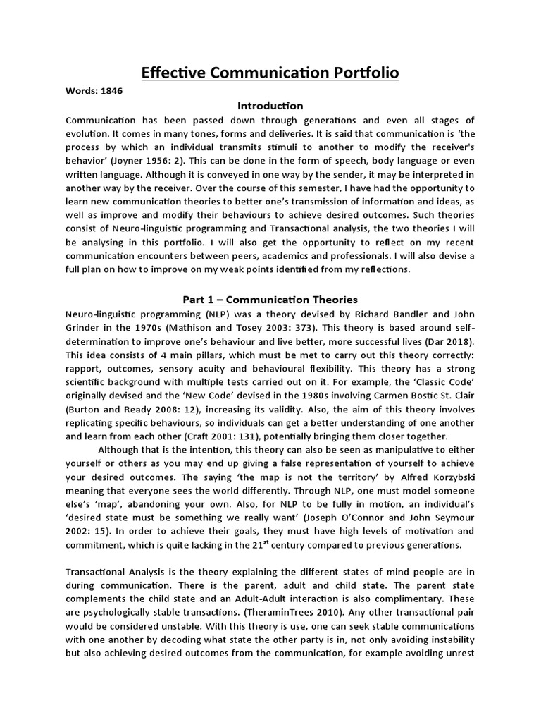 Effective Communication Skills Portfolio | PDF | Cognition ...