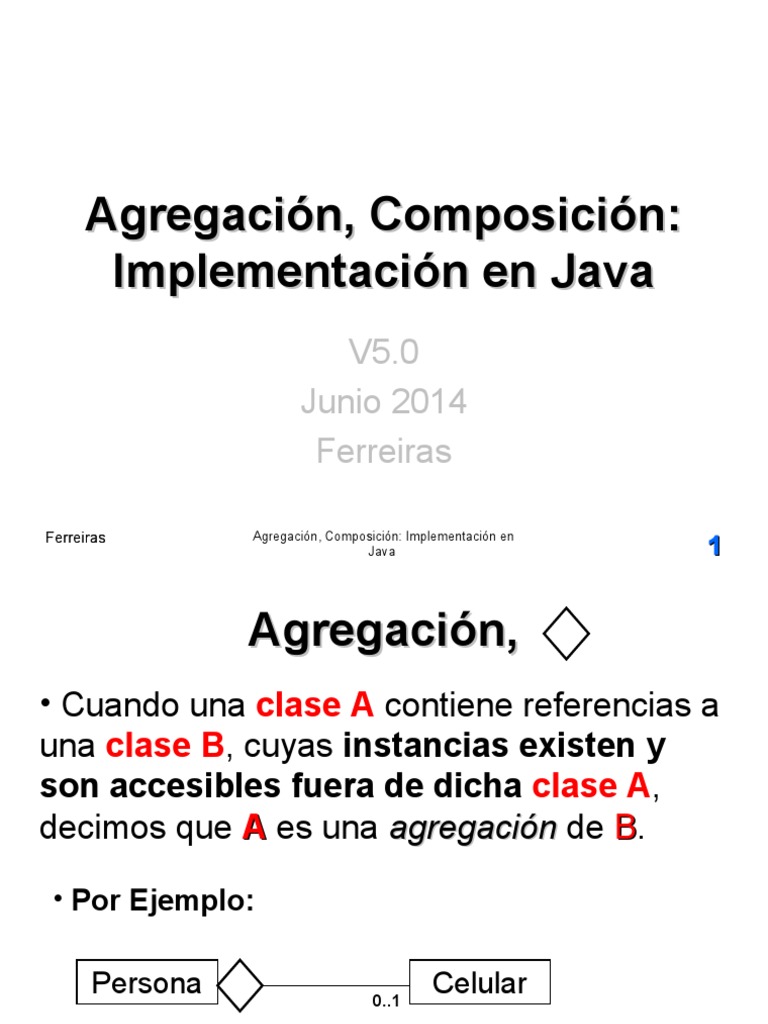 Agregación y Composición en Java | PDF | Objeto (informática) | Java ...