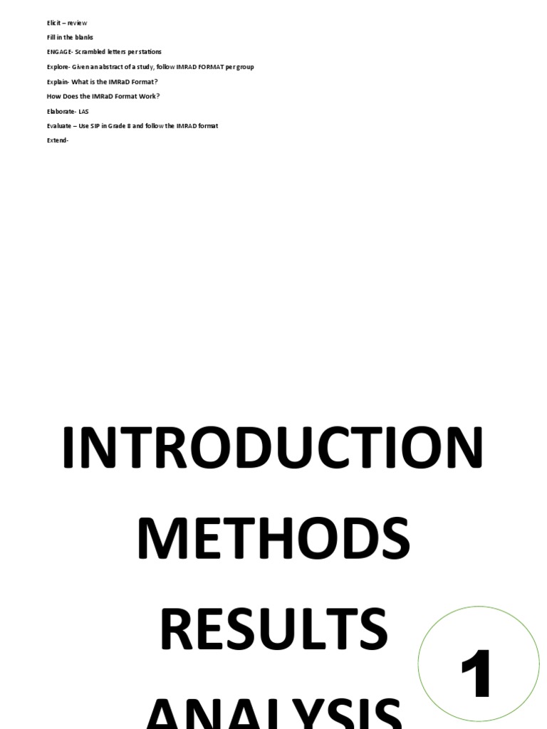 IMRaD Format Study Guide for Research | PDF | Chicken
