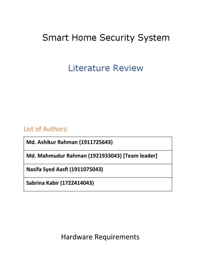 Smart Home Security System PDF Arduino Security Alarm