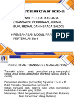 Pertemuan Ke-2 # Akuntansi Perusahaan Jasa (Transaksi, Perkiraan, Jurnal, Buku Besar, Dan Neraca Saldo)