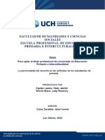 La Personalidad Del Docente en Las Actitudes de Los Estudiantes de Primaria