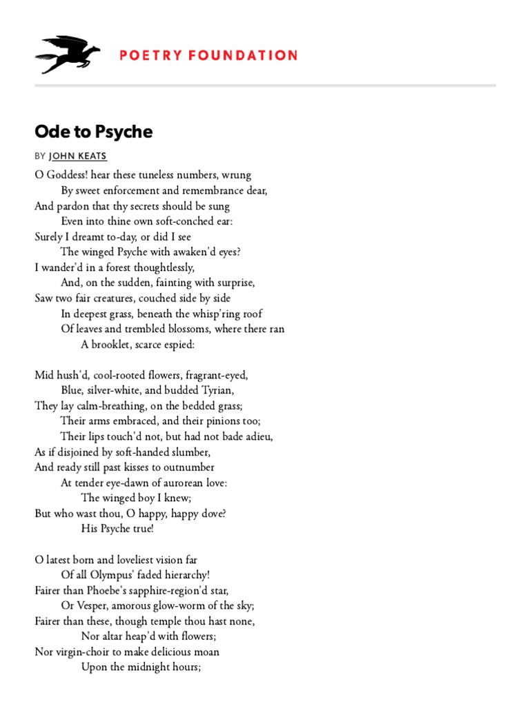 Ode to psyche by john keats poetry foundation pdf