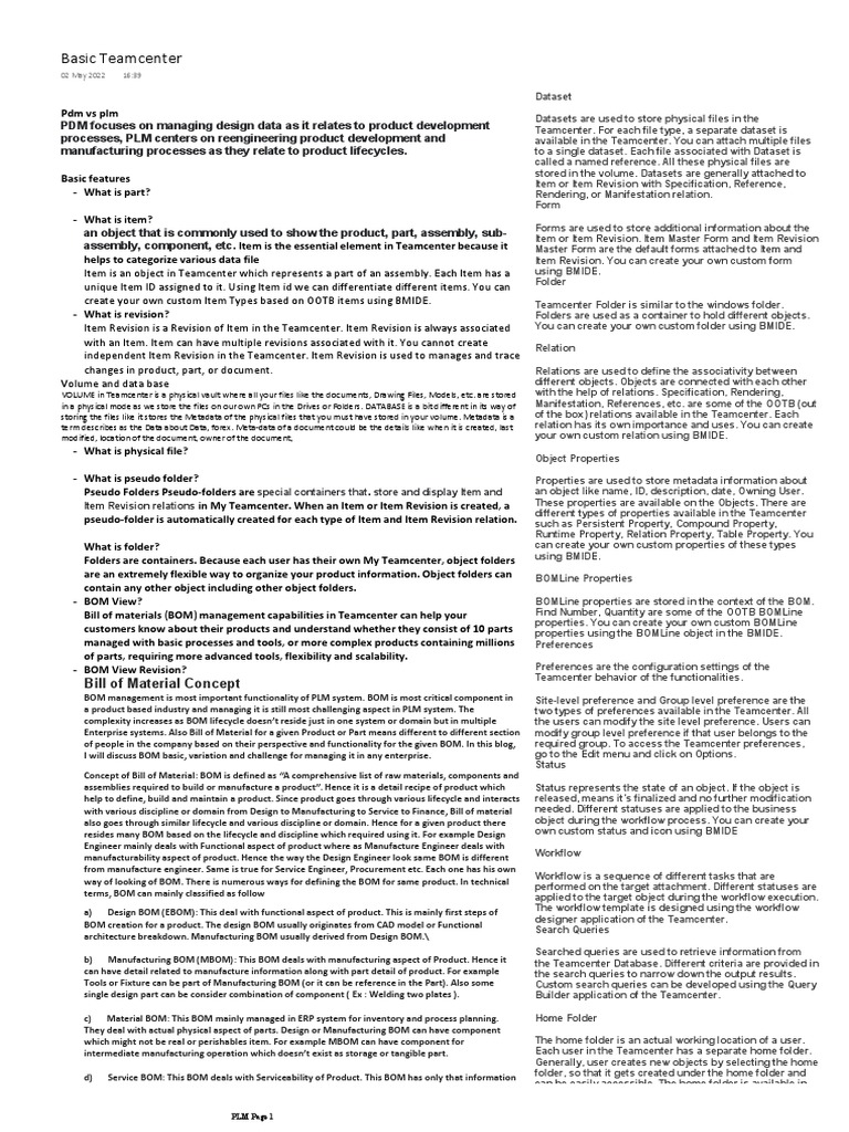 Basic Teamcenter: Bill of Material Concept | PDF | Product Lifecycle ...