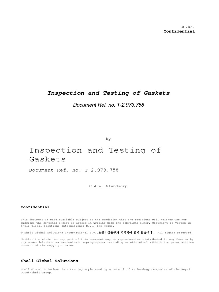 T-2.973.758 (2003) Inspection and Testing of Gaskets | PDF | Building ...