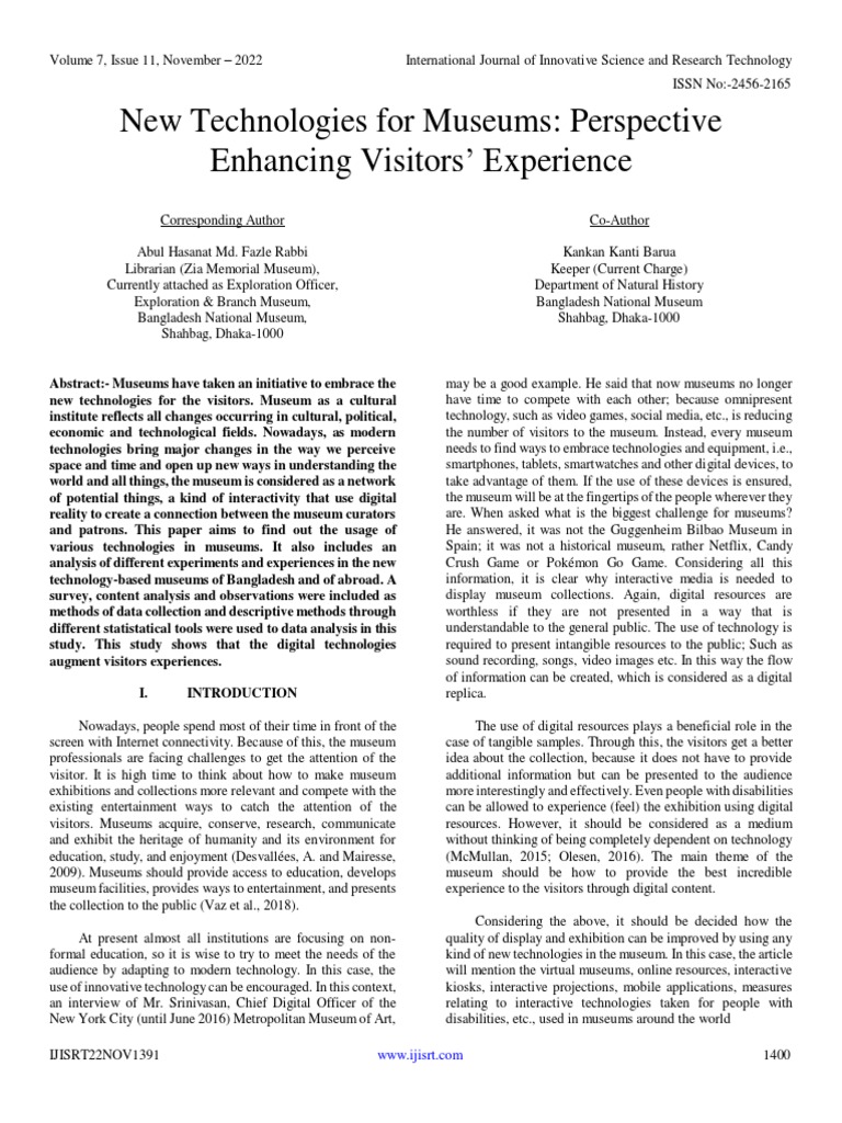 Enhancing Museum Experiences with Tech | PDF | Augmented Reality ...