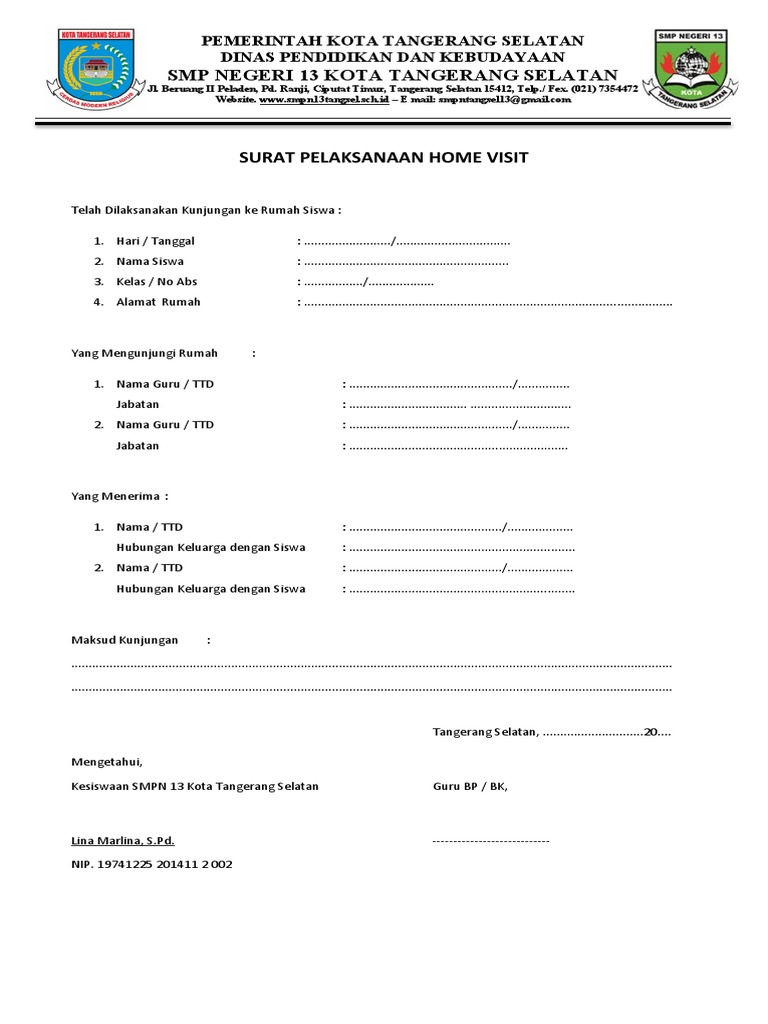 Surat Home Visit | PDF | Karier & Perkembangan | Griya & Taman