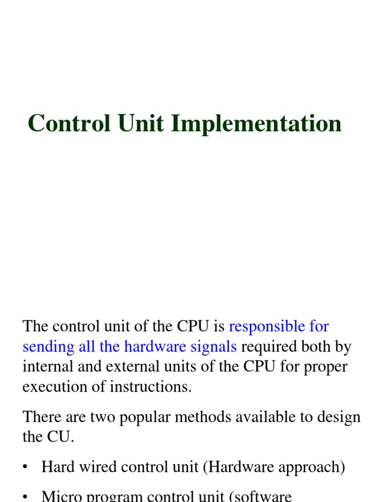 Design and Implementation of Hardware and Software Approaches for CPU Control Unit PDF