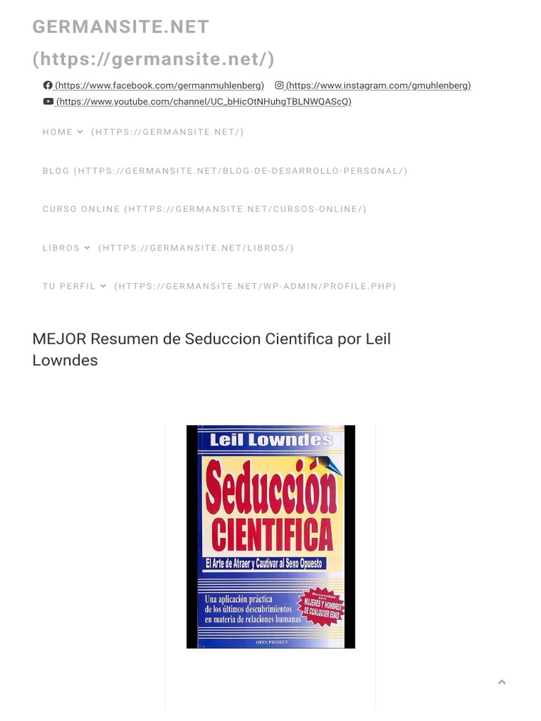MEJOR Resumen de Seduccion Cientifica Por Leil Lowndes | PDF | Amor ...