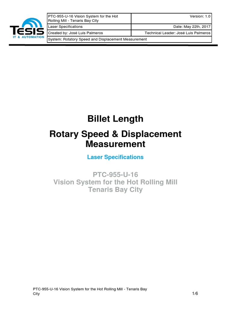 Laser Specification Billet Length and Rotary Speed v1.0 PDF