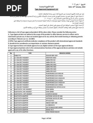 NTRA Type Approved List | PDF