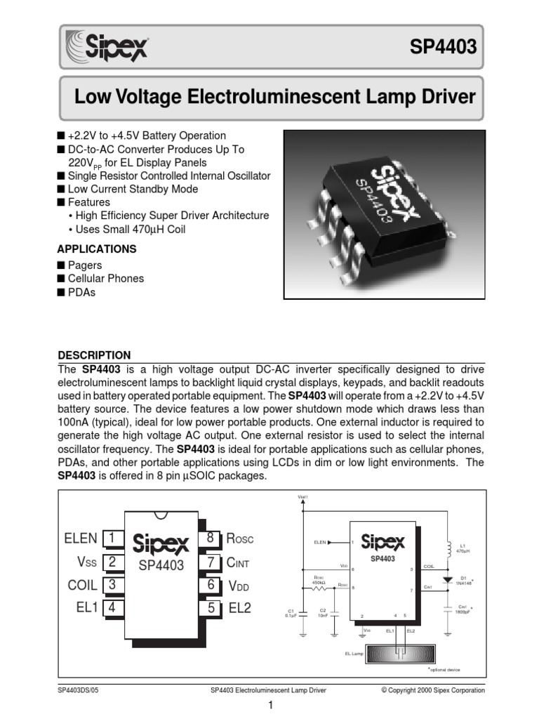 SP4403 SipexCorporation | PDF | Inductor | Electronic Oscillator