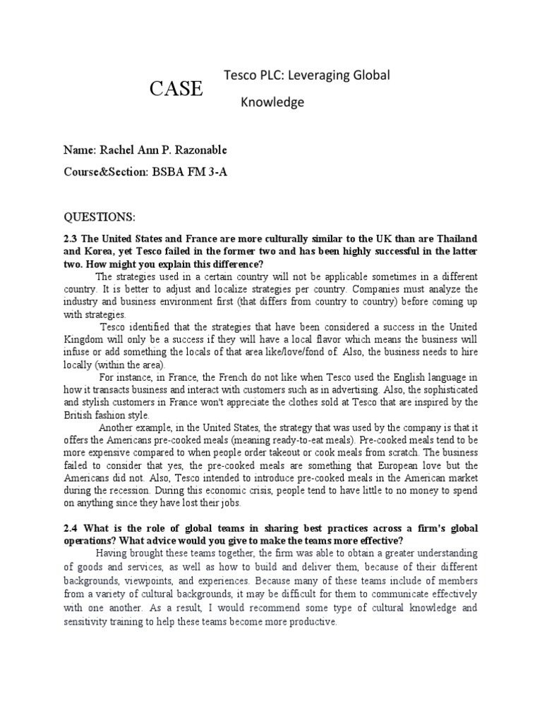 Case Study (Tesco) PDF Tesco Innovation