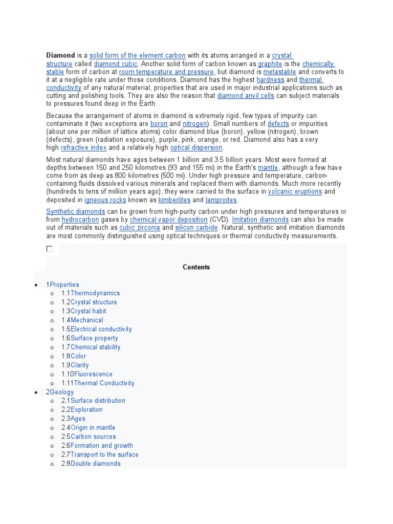 Diamond | PDF | Diamond | Carbon