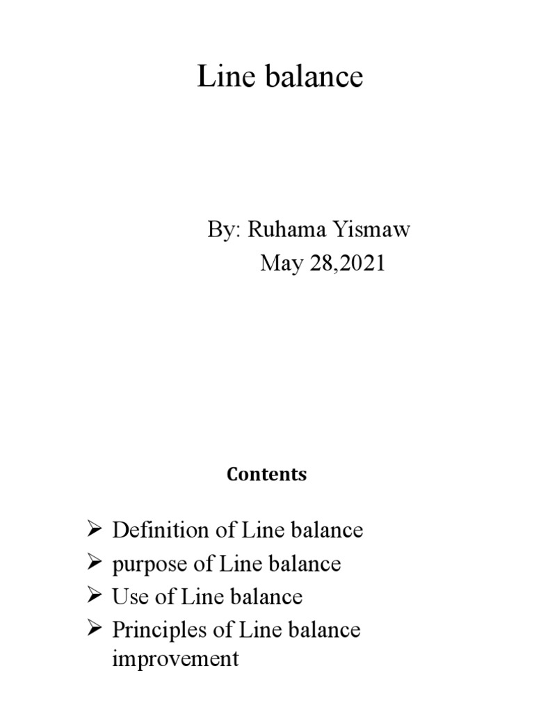 Line Balance Presentation PDF Business