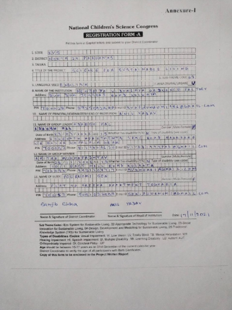NCSC Registration Form A | PDF