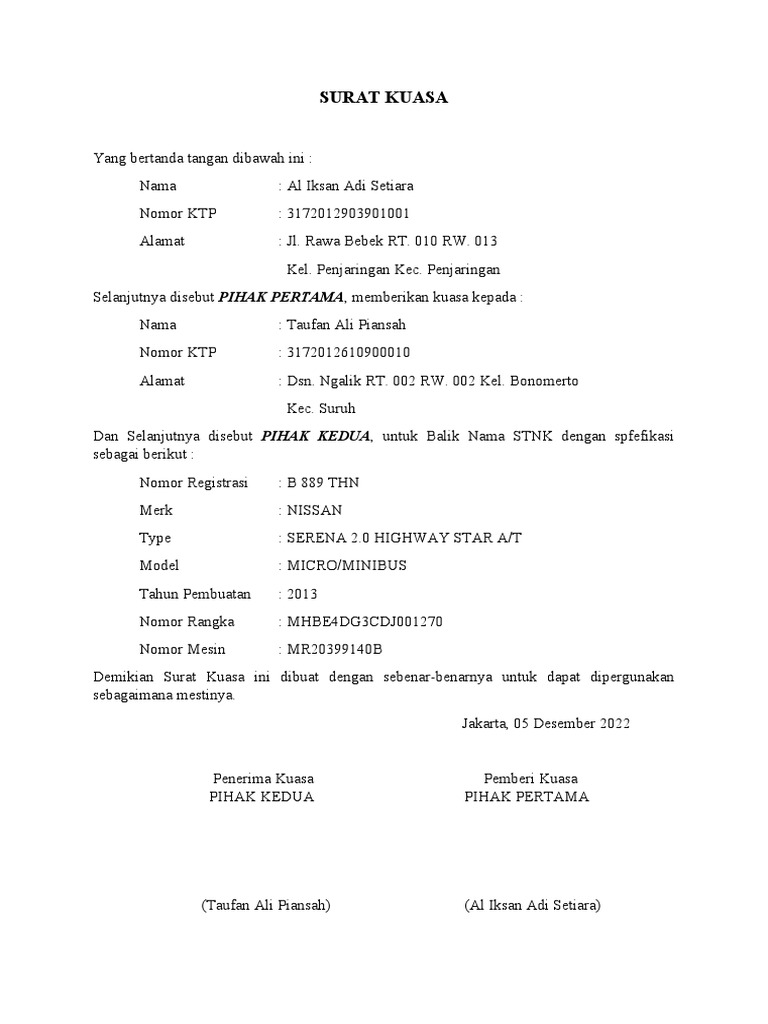 Surat Kuasa Balik Nama PDF