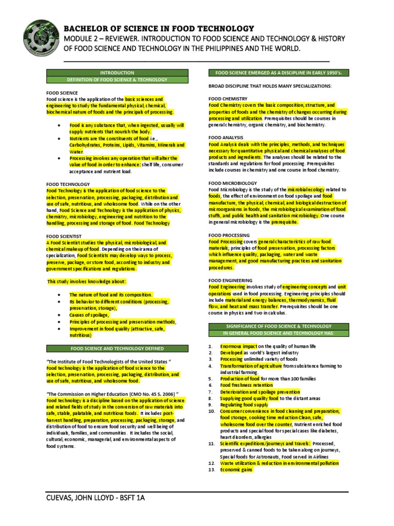 Food Technology Review: Key Concepts | PDF | Food Science | Foods