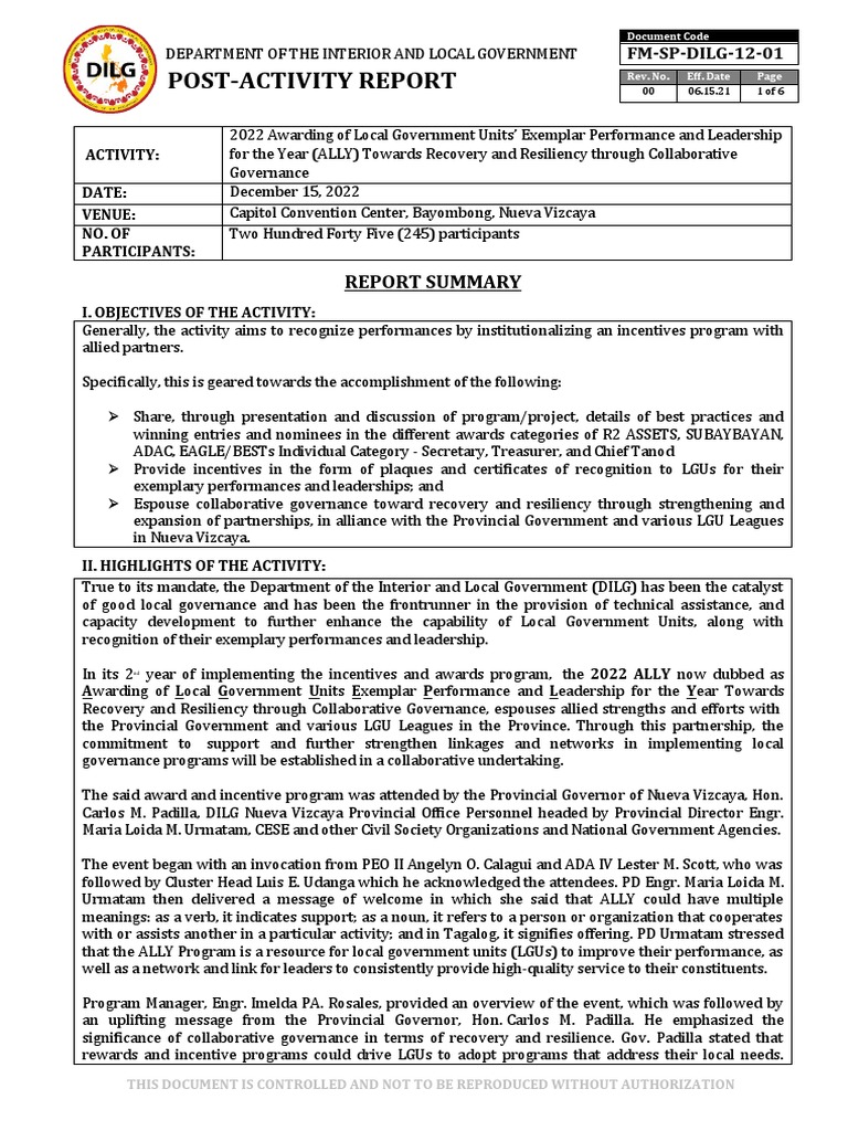2022 LGU Performance Award Report | PDF