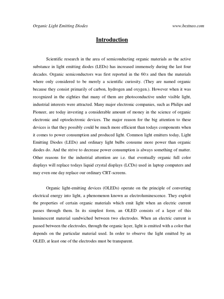 Understanding Organic Light Emitting Diodes | PDF | Oled | Light ...