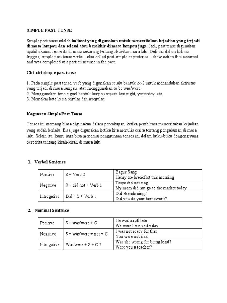 Simple Past Tense | PDF