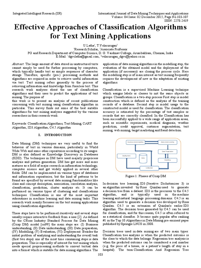 Effective Approaches of Classification Algorithms For Text Mining ...