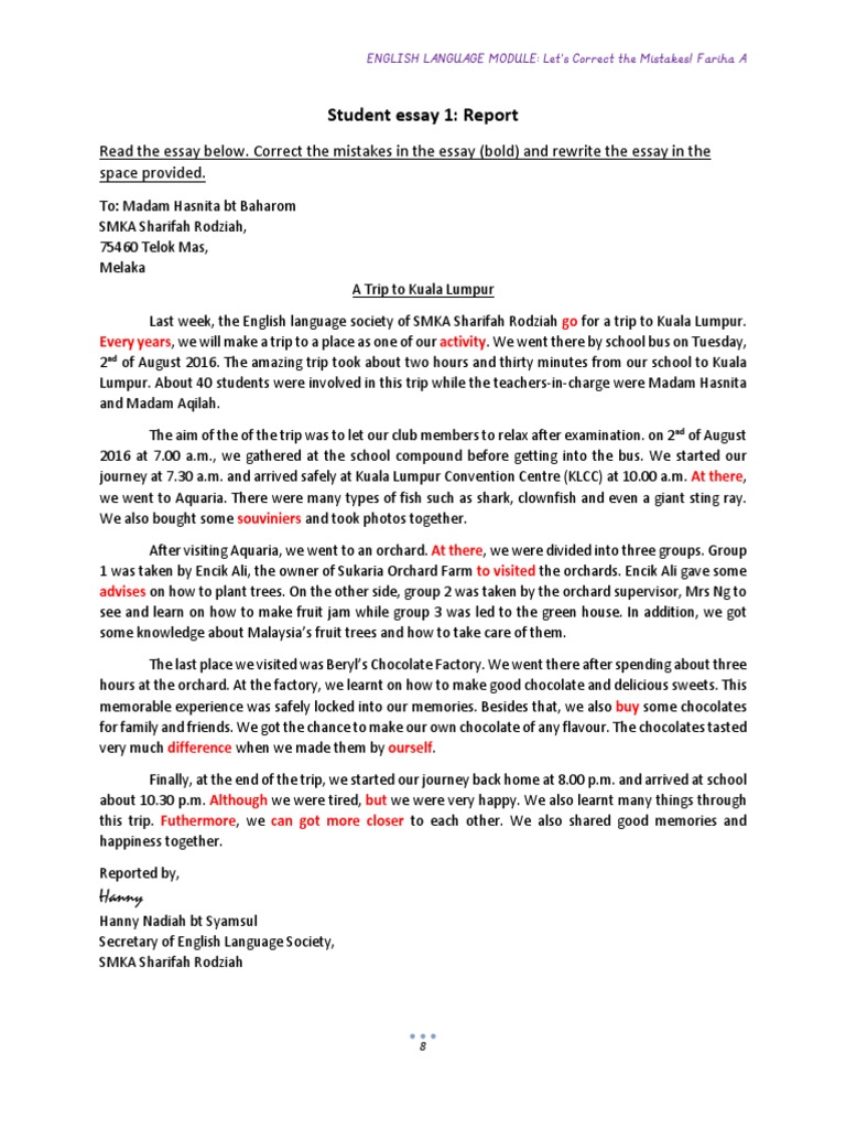 Student Essay Error Correction Guide | PDF | Foreign Language Studies