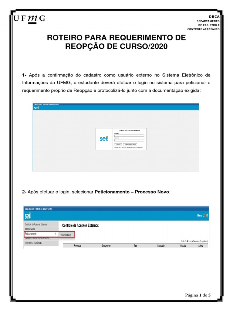 Roteiro Para Requerimento De Reopção De Curso Pdf